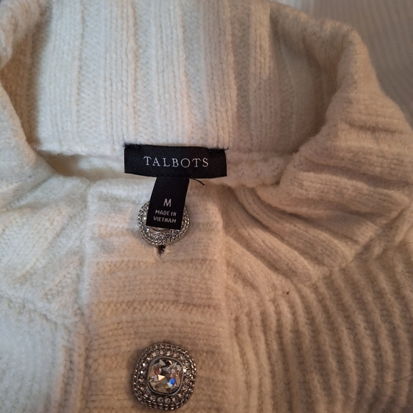 White Ribbed Button-Up Sweater - Picture 5 of 5